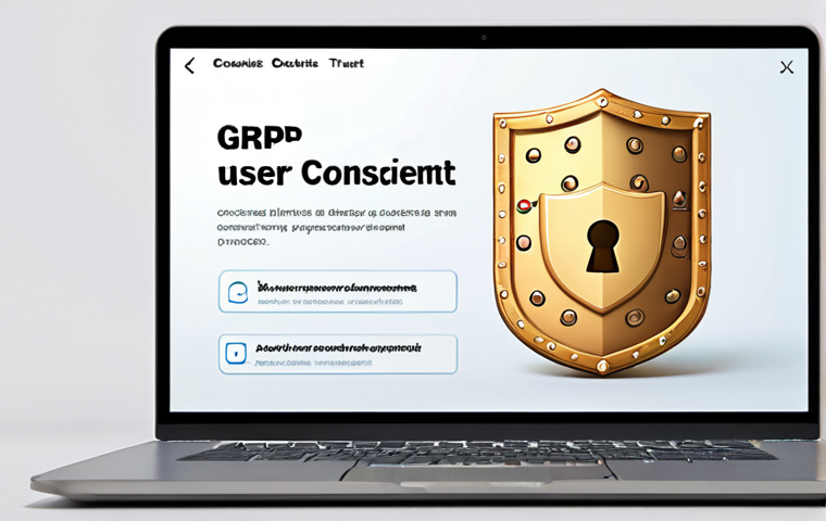 **Prompt:** A transparent digital interface on a laptop or smartphone, showcasing clear, user-friendly privacy settings and a prominent, easy-to-understand cookie consent banner. A subtle visual element like a lock or shield icon emphasizes data security and user control. The setting is modern and clean, conveying trust and adherence to principles like GDPR in a Scandinavian context.